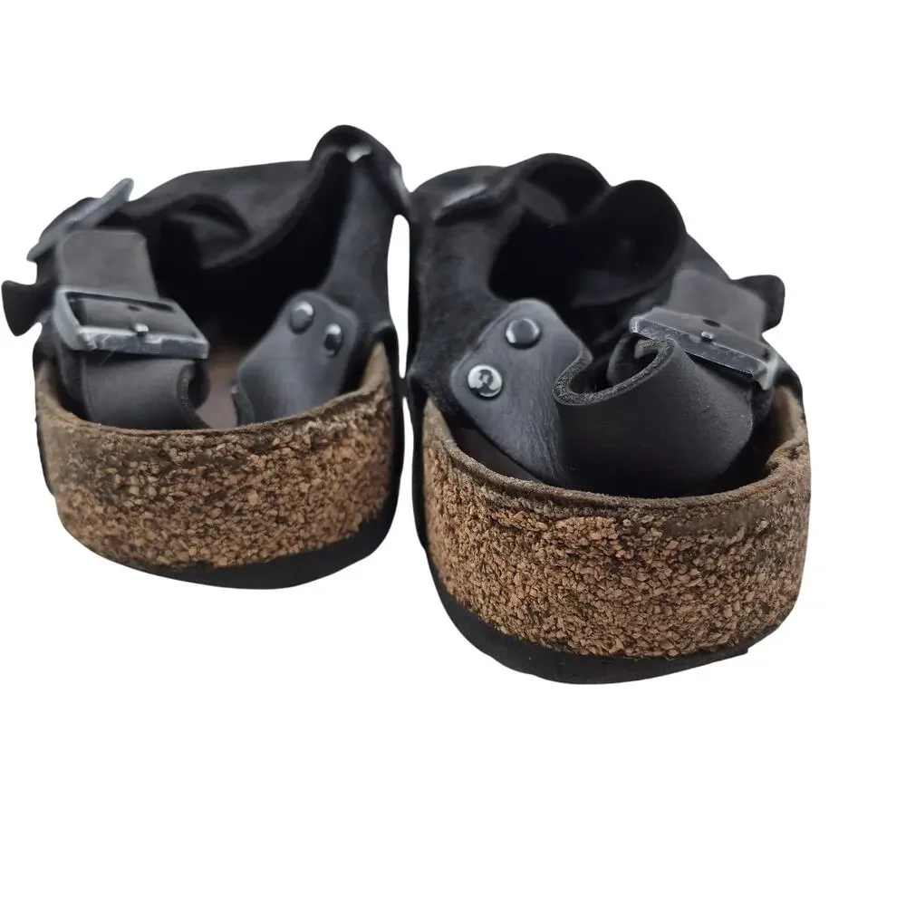 Birkenstock Tokio Suede Leather Black Sandals Soft footbed Men's 43 US 10-10.5
